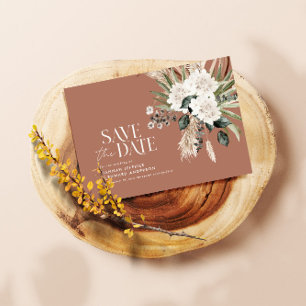 Modern rustic pampas eucalyptus botanical elegant  save the date