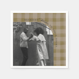 Modern Rustic Plaid Holiday Napkins Personalized Serviette