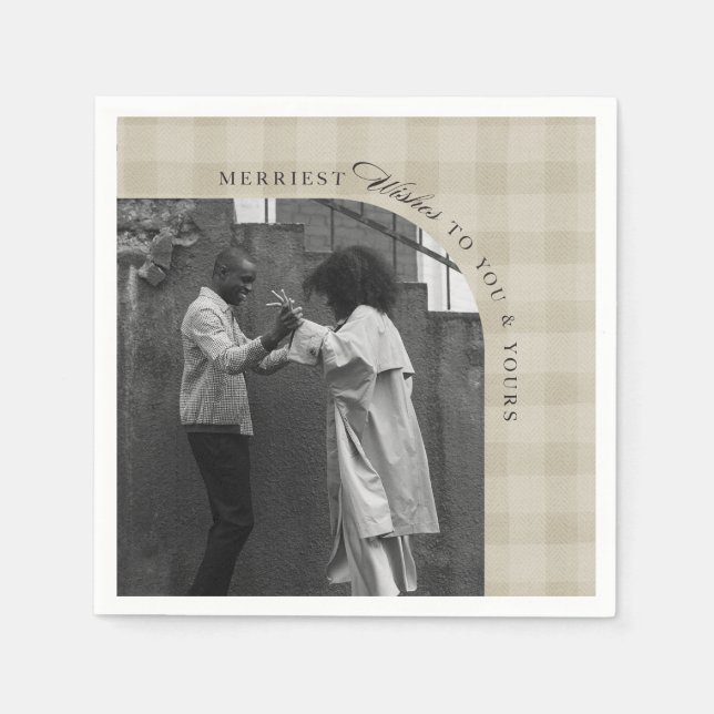 Modern Rustic Plaid Holiday Napkins Personalized Serviette (Vorderseite)