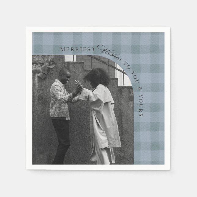 Modern Rustic Plaid Holiday Napkins Personalized Serviette (Vorderseite)