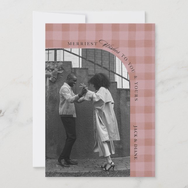 Modern Rustic Plaid Holiday Photo Card Personalize Einladung (Vorderseite)