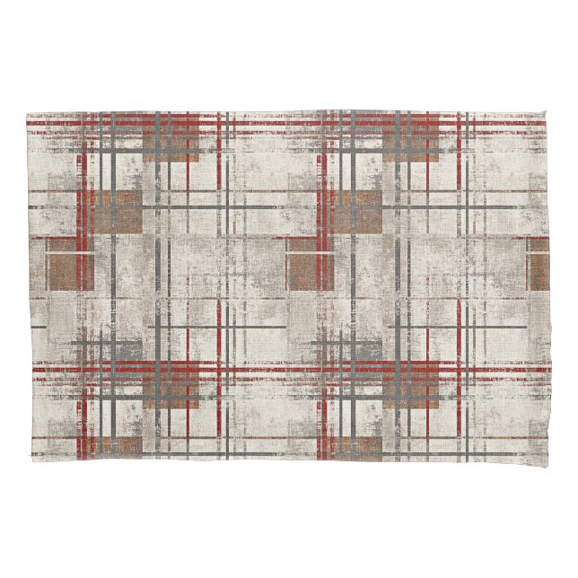 Modern rustic red plaid kissenbezug (Vorderseite)