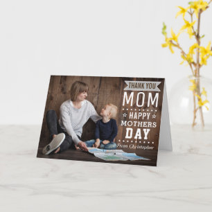 Modern Rustic Typografie Happy Mother's Day Foto Karte