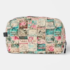 Modern rustic vintage painting and letters collage waschbeutel