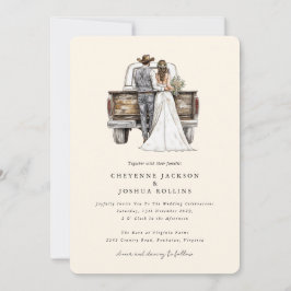Modern Rustic Western Photo Wedding Invitation  Einladung