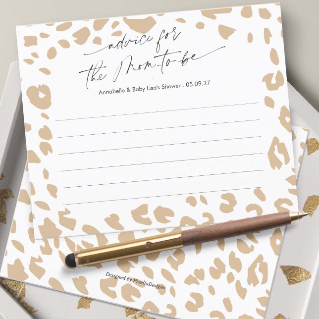 Modern Safari Gender Neutral Advice für Mami (Safari Themed, Gender Neutral Baby Shower Advice for mommy cards.)