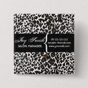 Modern Safari Salons Hair Business Name Tag Button