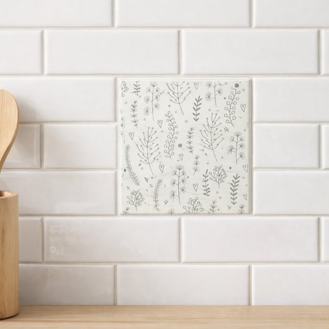 Modern Sage Botanical Pattern Fliese (Von Creator hochgeladen)