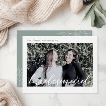 Modern Sage Foliage Bridesmaid Vorschlag Card