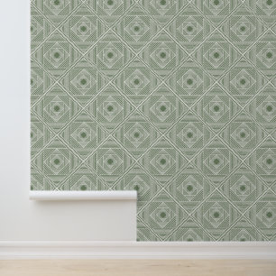 Modern Sage Geometric Diamond Pattern Tapete