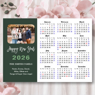 Modern Sage Green 2025 Calendar Foto Magnetic Magnetkarte