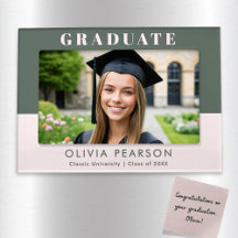 Modern Sage Green and Cream Graduation Photo
