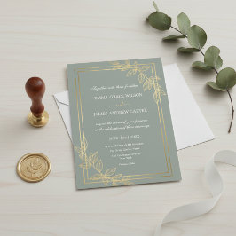 Modern Sage Green and Gold Foil Botanical Elegant  Einladung
