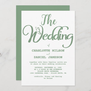 Modern Sage Green and White Simple Wedding Einladung