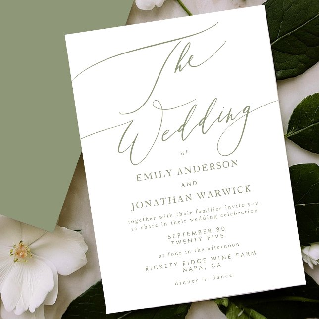 Modern Sage Green and White Simple Wedding Einladung (Von Creator hochgeladen)