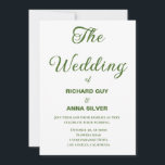 Modern Sage Green and White Simple Wedding Einladung<br><div class="desc">Einladung zur Hochzeitsfeier in zeitgenössischer Farbe Grün und Weiß</div>