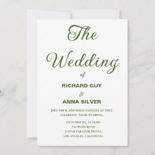 Modern Sage Green and White Simple Wedding Einladung