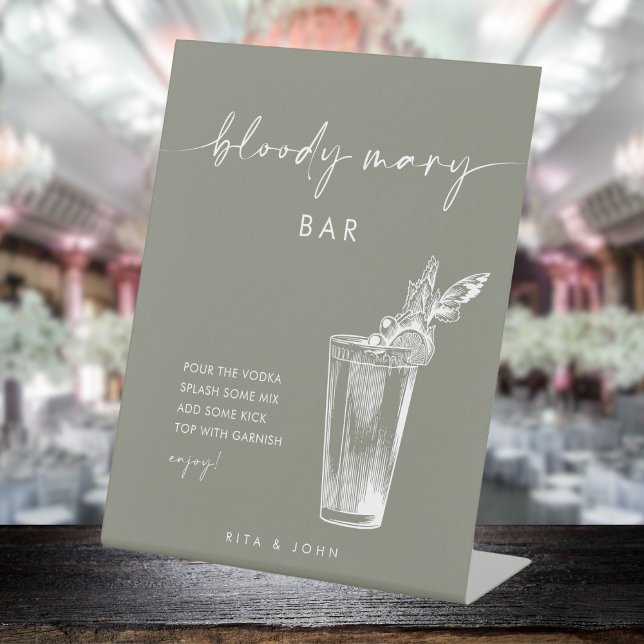Modern Sage Green Bloody Mary Bar Wedding Sign Sockelschild (Von Creator hochgeladen)