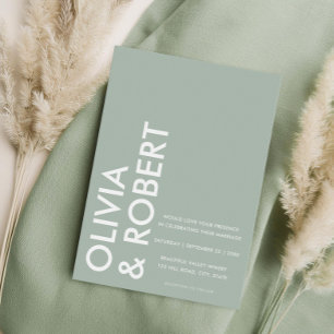 Modern Sage Green Bold Minimalistisch Wedding Einladung