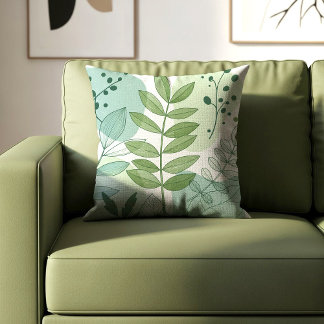 Modern Sage Green Botanical Leaf Pattern Kissen