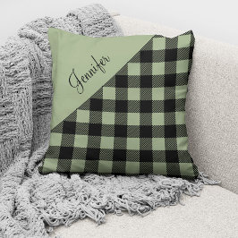 Modern Sage Green Buffalo Karierter Karo Muster Na Kissen