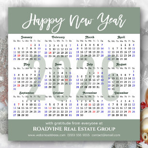 Modern Sage Green Business 2026 Kalender Einfach Feiertagskarte