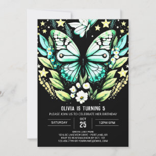 Modern Sage Green Butterfly Geburtstag Einladung