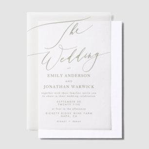 Modern Sage Green Calligraphy Simple Wedding
