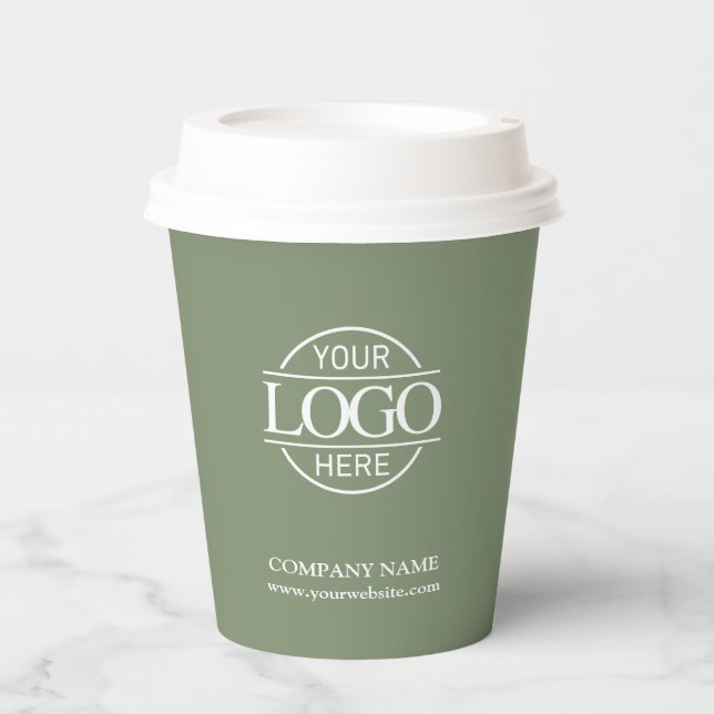 Modern Sage Green Corporate Company Business Logo Pappbecher (Vorderseite)