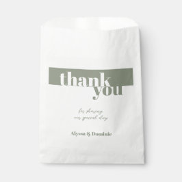 Modern Sage Green Danke Hochzeit Geschenktütchen