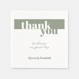 Modern Sage Green Danke Hochzeit Serviette