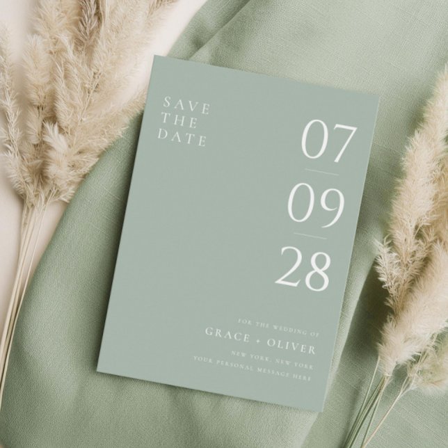 Modern Sage Green Elegante Hochzeit Save The Date (Von Creator hochgeladen)