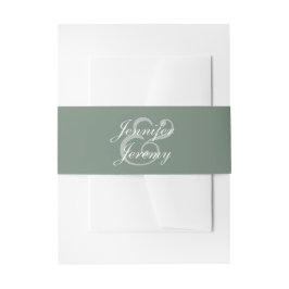 Modern Sage Green Elegante White Script Hochzeit Einladungsbanderole