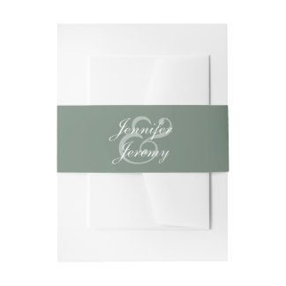 Modern Sage Green Elegante White Script Hochzeit Einladungsbanderole