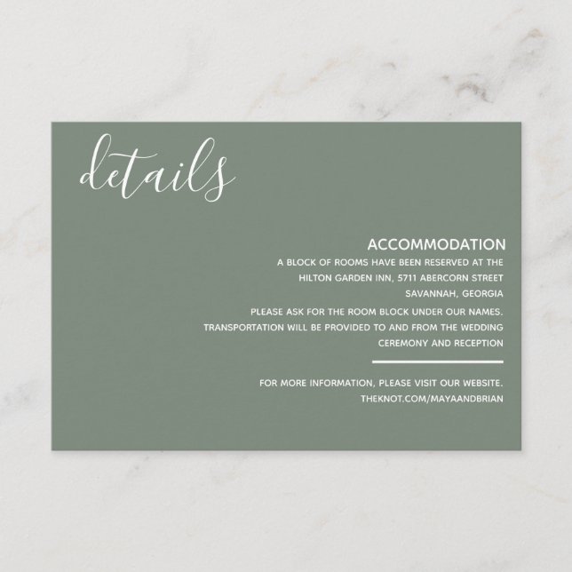 Modern Sage Green Encryption Card Begleitkarte (Vorderseite)