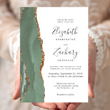 Modern Sage Green Gold Agate Hochzeit