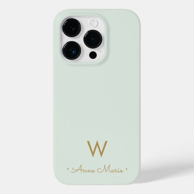 Modern Sage Green Gold Script Monogram Case-Mate iPhone Hülle (Rückseite)
