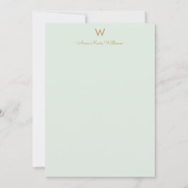 Modern Sage Green Gold Script Monogram Mitteilungskarte