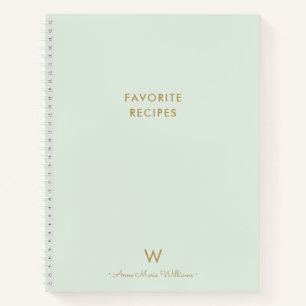 Modern Sage Green Gold Script Monogram Notizbuch