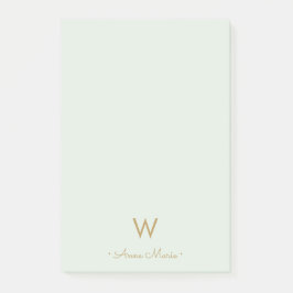 Modern Sage Green Gold Script Monogram Post-it Klebezettel