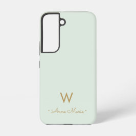 Modern Sage Green Gold Script Monogram Samsung Galaxy Hülle