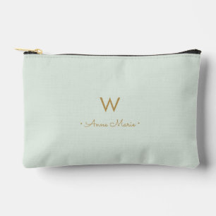 Modern Sage Green Gold Script Monogram Zubehörtasche
