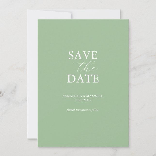 Modern Sage Green Minimal Save The Date (Vorderseite)