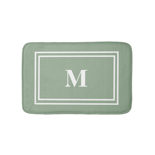 Modern Sage Green Monogram Badematte (Vorderseite)