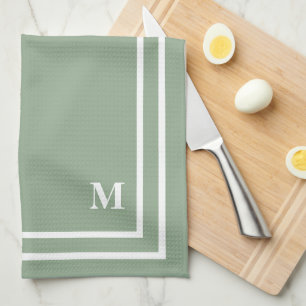 Modern Sage Green Monogram Geschirrtuch