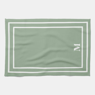 Modern Sage Green Monogram Geschirrtuch