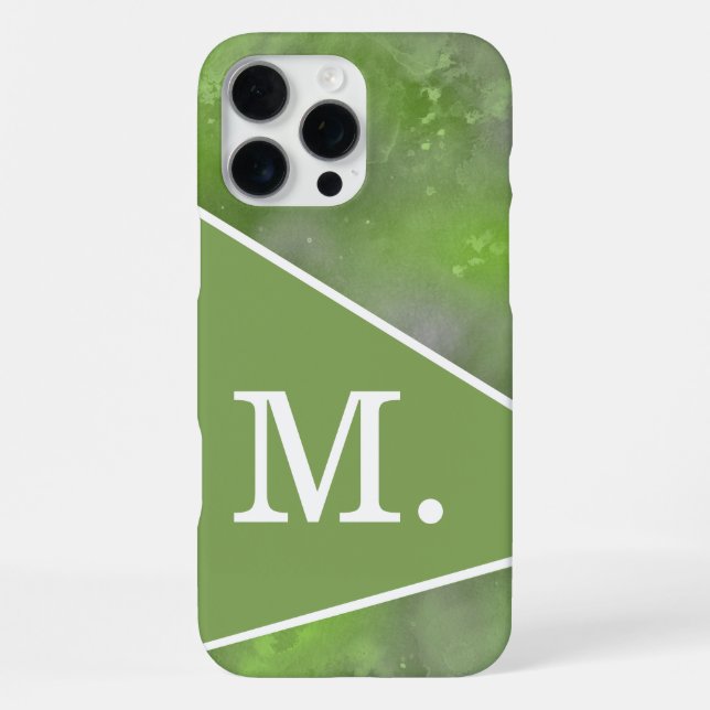 Modern Sage Green Monogram iPhone Hülle (Rückseite)