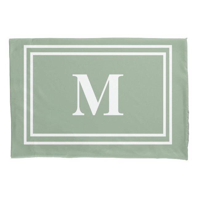 Modern Sage Green Monogram Kissenbezug (Vorderseite)