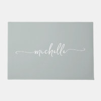 Modern Sage Green Monogram Name Script