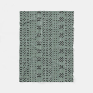 Modern Sage Green Mudcloth Afrikanisches Muster Fleecedecke